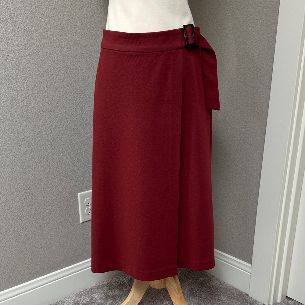 Ann Taylor rust red a line long skirt faux wrap size 4 NWT fall